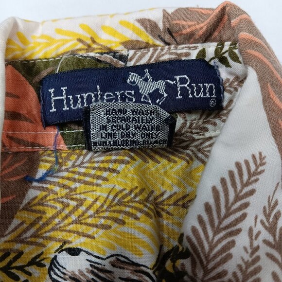 Vintage Hunters Run Woman Small Shirt Zebra Safari Button Up Short Sleeve Nature - Picture 12 of 12